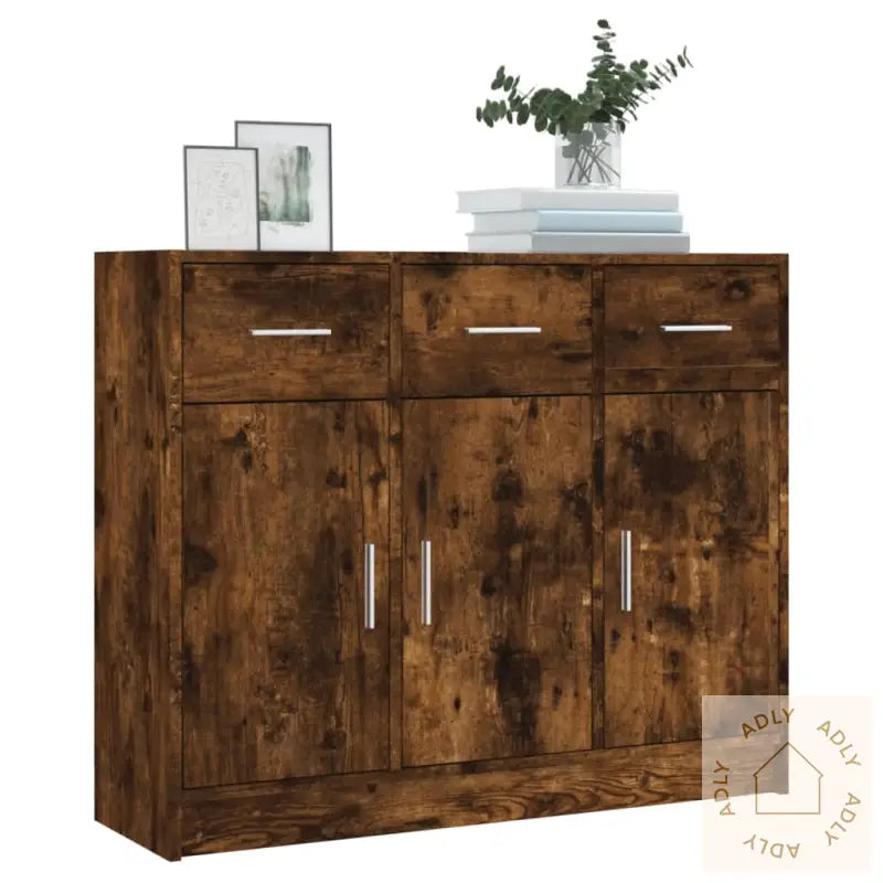 Skjenk Røkt Eik 91X28X75 Cm Konstruert Tre