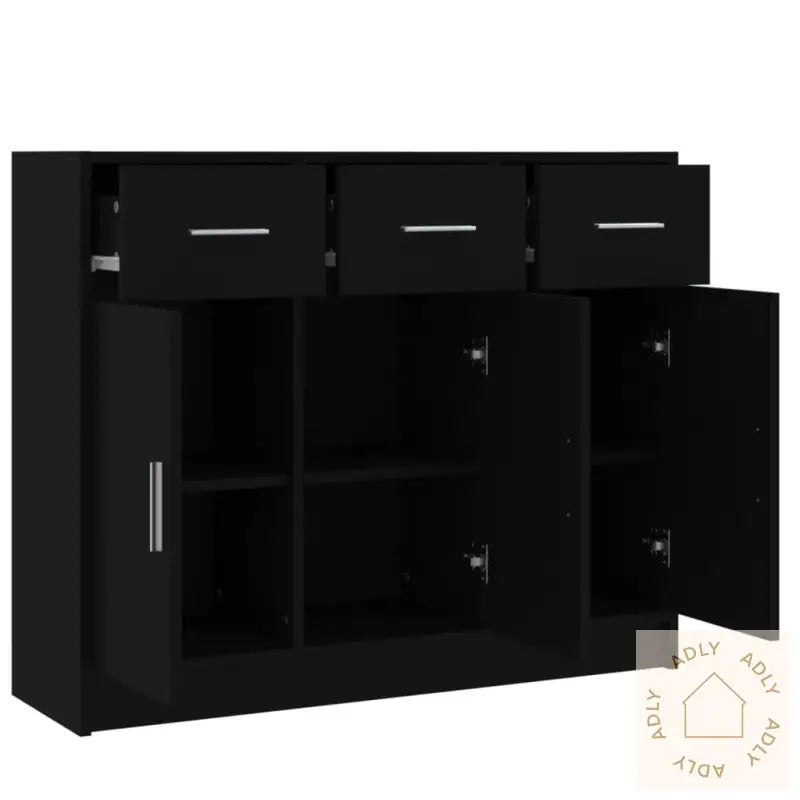 Skjenk Svart 91X28X75 Cm Konstruert Tre