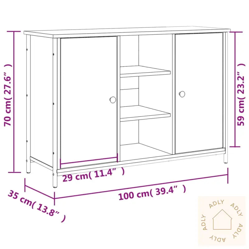 Skjenk Røkt Eik 100X35X70 Cm Konstruert Tre