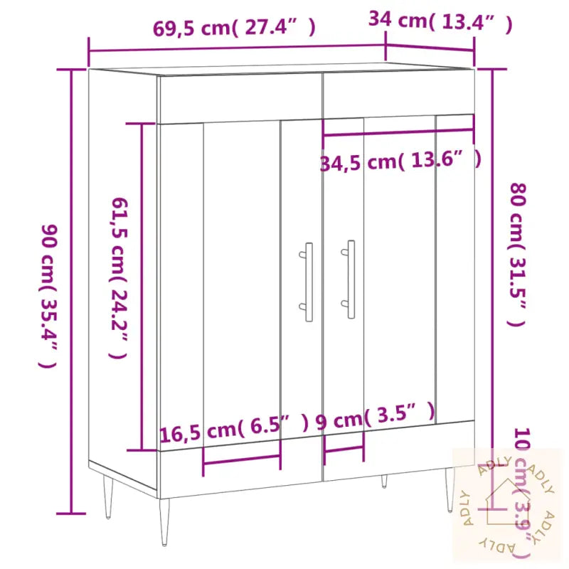 Skjenk Betonggrå 69,5X34X90 Cm Konstruert Tre