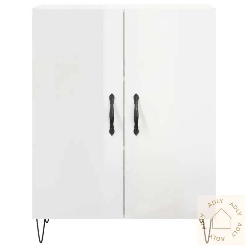 Skjenk Høyglans Hvit 69,5X34X90 Cm Konstruert Tre