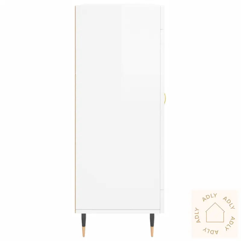 Skjenk Høyglans Hvit 69,5X34X90 Cm Konstruert Tre