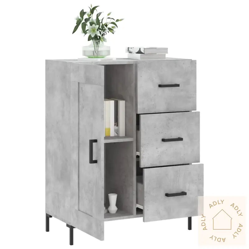 Skjenk Betonggrå 69,5X34X90 Cm Konstruert Tre
