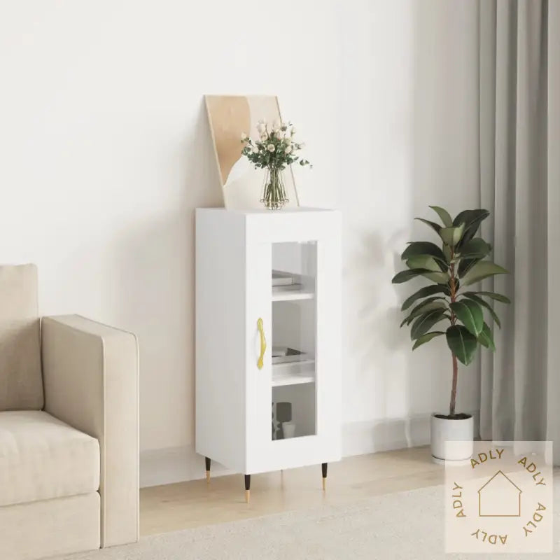 Skjenk Hvit 34,5X34X90 Cm Konstruert Tre