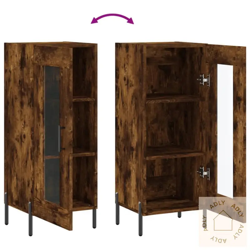 Skjenk Røkt Eik 34,5X34X90 Cm Konstruert Tre