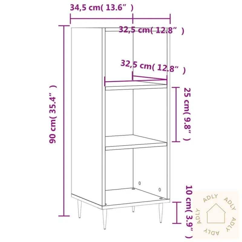 Skjenk Svart 34,5X32,5X90 Cm Konstruert Tre