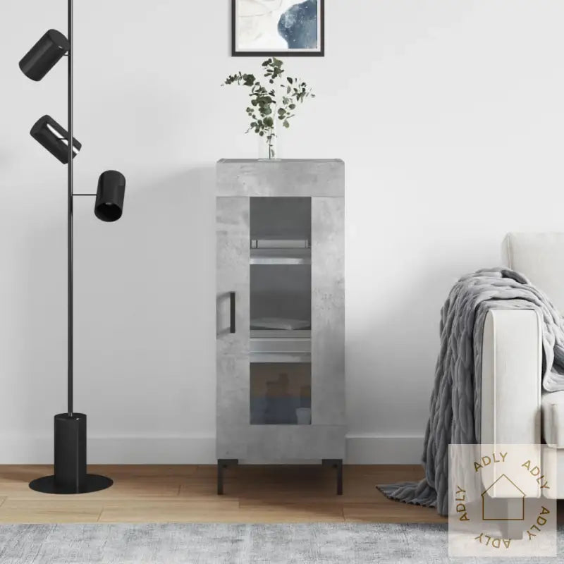 Skjenk Betonggrå 34,5X34X90 Cm Konstruert Tre