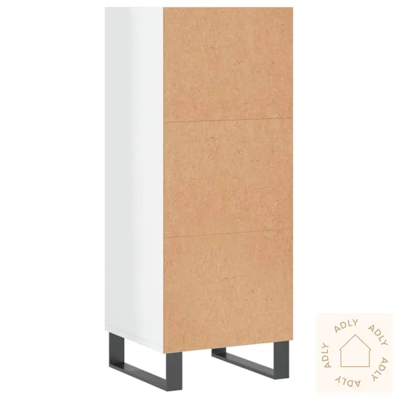 Skjenk Høyglans Hvit 34,5X32,5X90 Cm Konstruert Tre