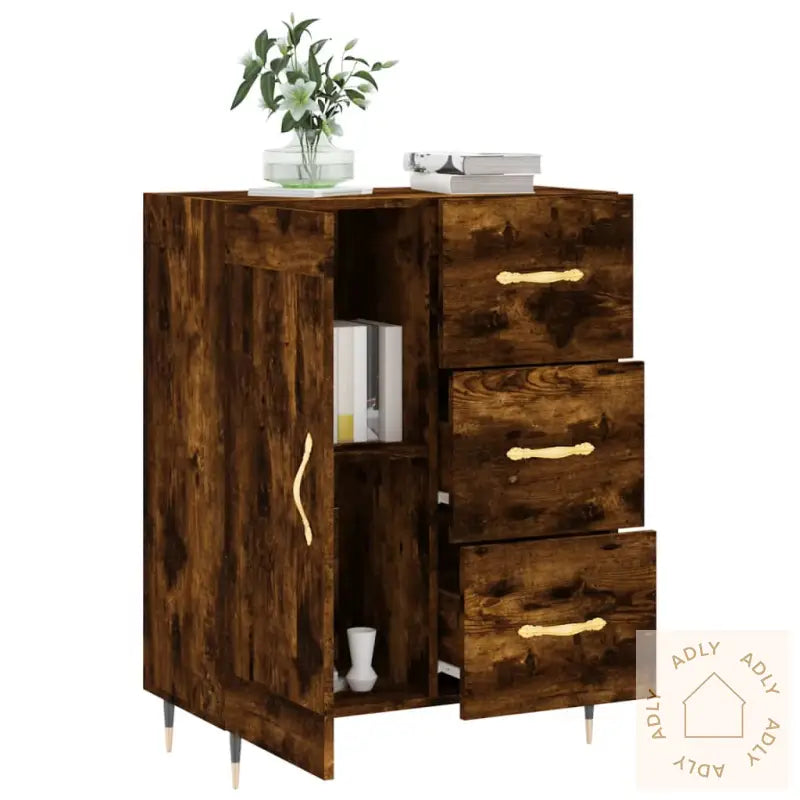 Skjenk Røkt Eik 69,5X34X90 Cm Konstruert Tre