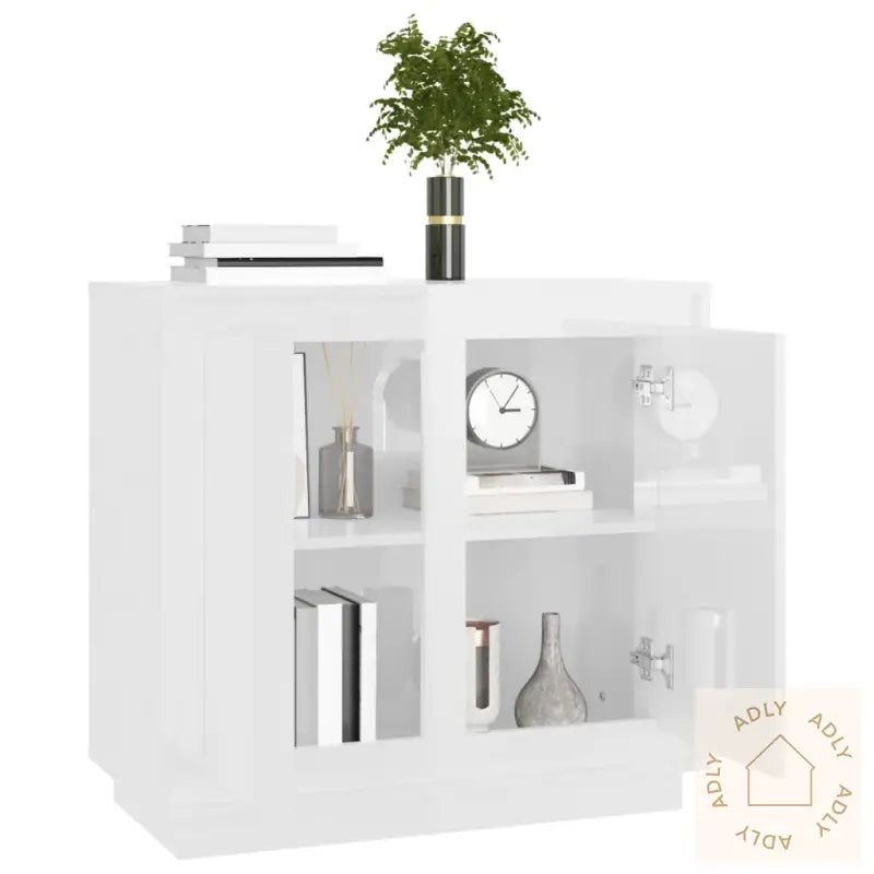 Skjenk Høyglans Hvit 80X34X75 Cm Konstruert Tre