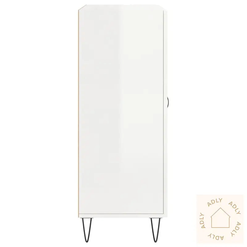 Skjenk Høyglans Hvit 69,5X34X90 Cm Konstruert Tre