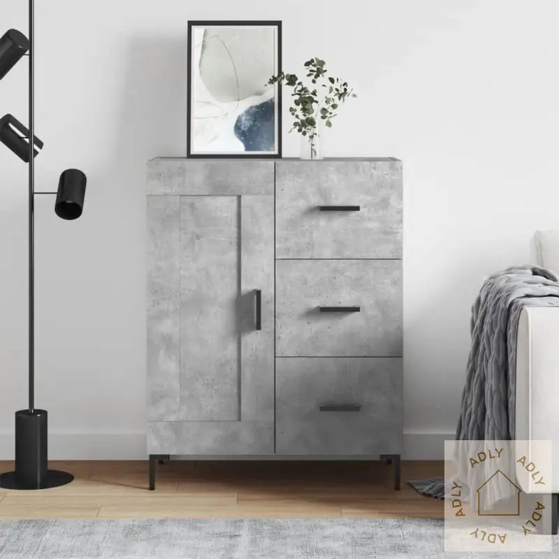 Skjenk Betonggrå 69,5X34X90 Cm Konstruert Tre