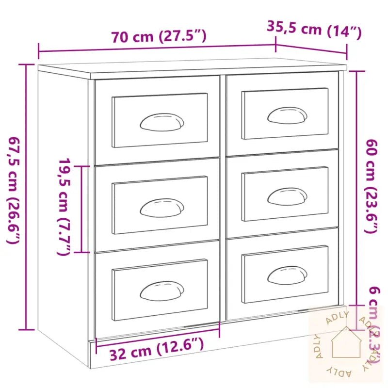 Skjenk Grå Sonoma 70X35,5X67,5 Cm Konstruert Tre