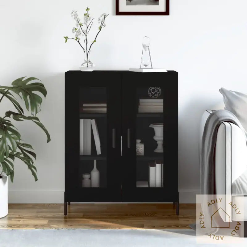 Skjenk Svart 69,5X34X90 Cm Konstruert Tre