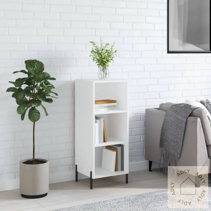 Skjenk Hvit 34,5X32,5X90 Cm Konstruert Tre