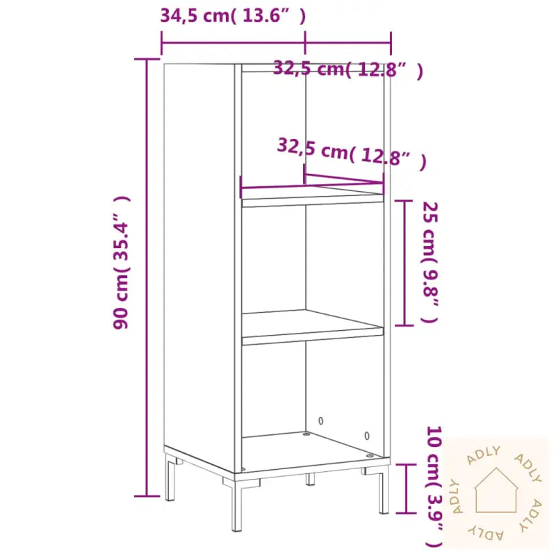 Skjenk Røkt Eik 34,5X32,5X90 Cm Konstruert Tre