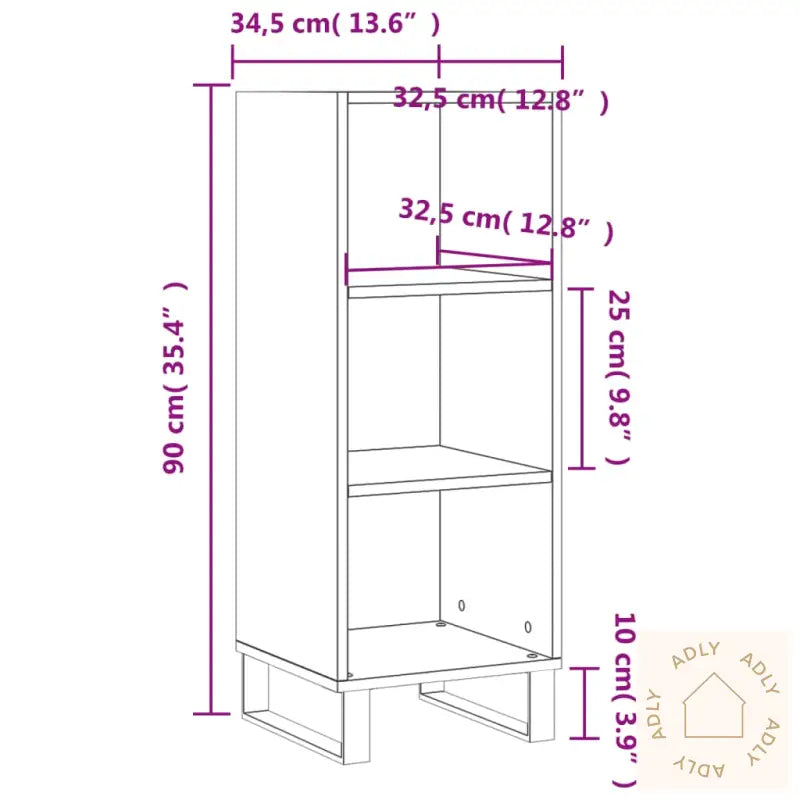 Skjenk Høyglans Hvit 34,5X32,5X90 Cm Konstruert Tre