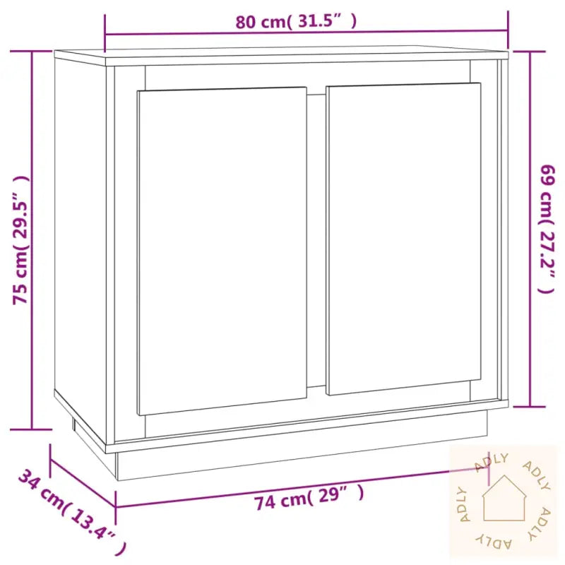 Skjenk Betonggrå 80X34X75 Cm Konstruert Tre