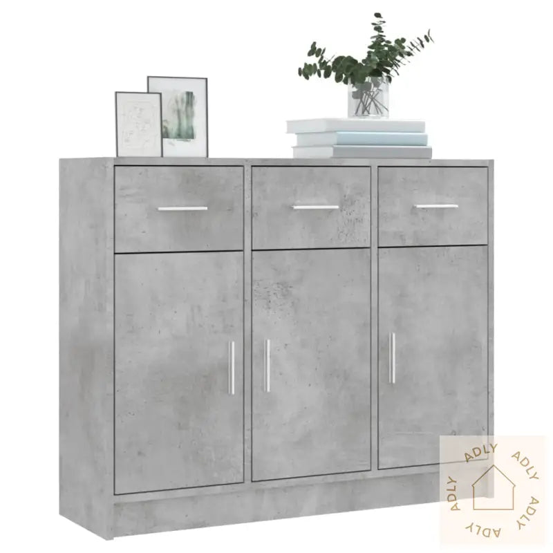 Skjenk Betonggrå 91X28X75 Cm Konstruert Tre