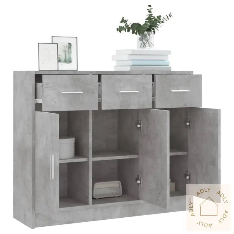 Skjenk Betonggrå 91X28X75 Cm Konstruert Tre