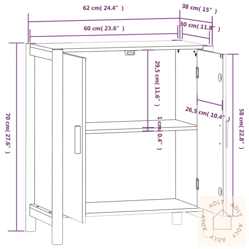 Skjenk Hvit 62X38X70 Cm Konstruert Tre