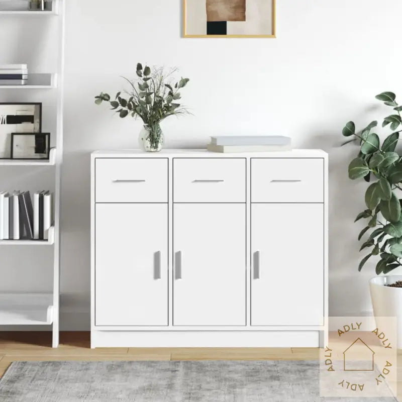 Skjenk Hvit 91X28X75 Cm Konstruert Tre