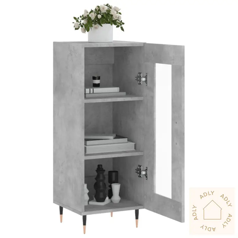 Skjenk Betonggrå 34,5X34X90 Cm Konstruert Tre