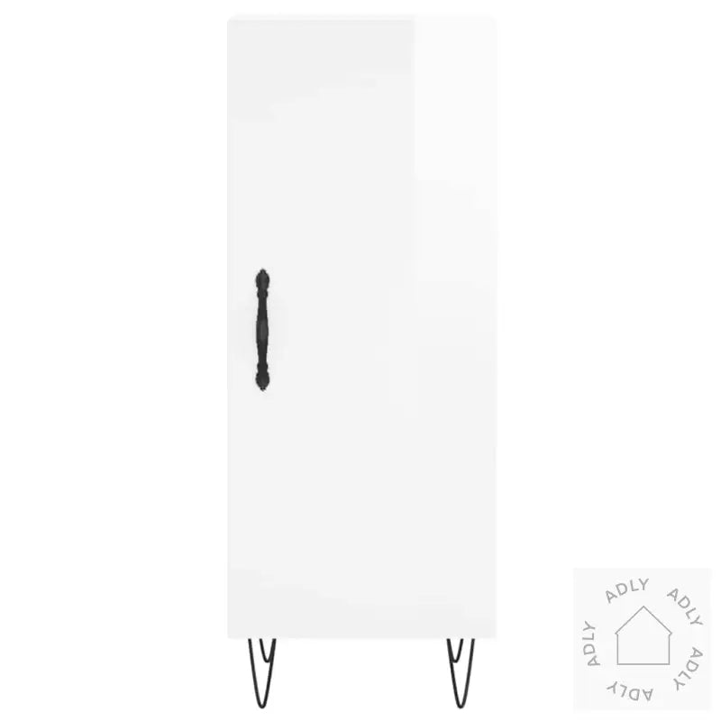 Skjenk Høyglans Hvit 34,5X34X90 Cm Konstruert Tre