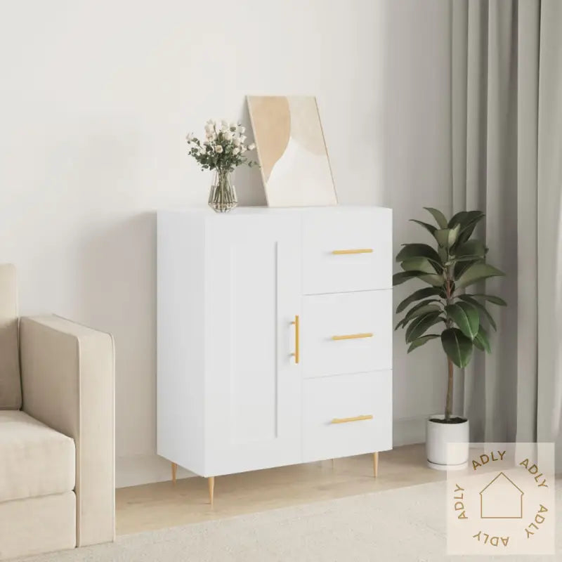 Skjenk Hvit 69,5X34X90 Cm Konstruert Tre