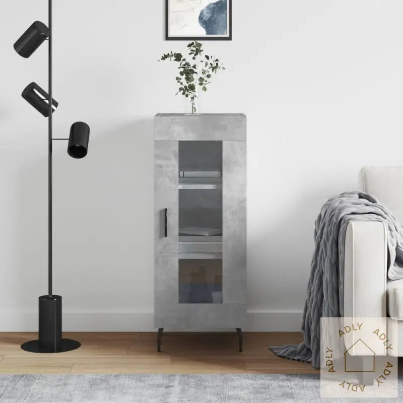 Skjenk Betonggrå 34,5X34X90 Cm Konstruert Tre