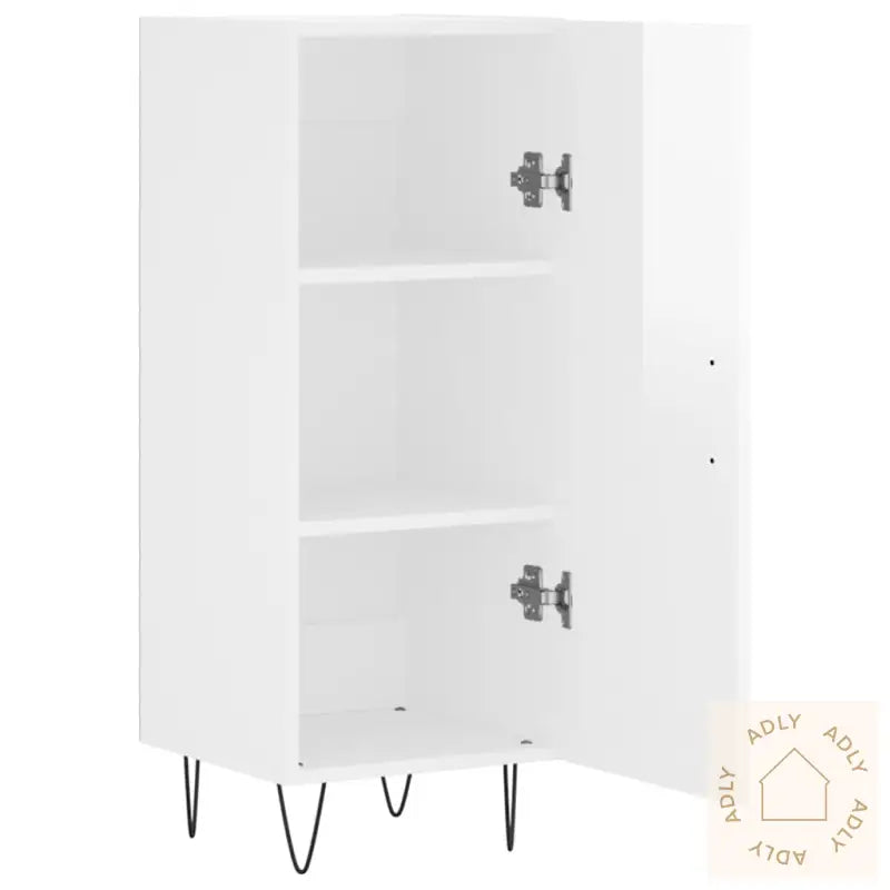 Skjenk Høyglans Hvit 34,5X34X90 Cm Konstruert Tre