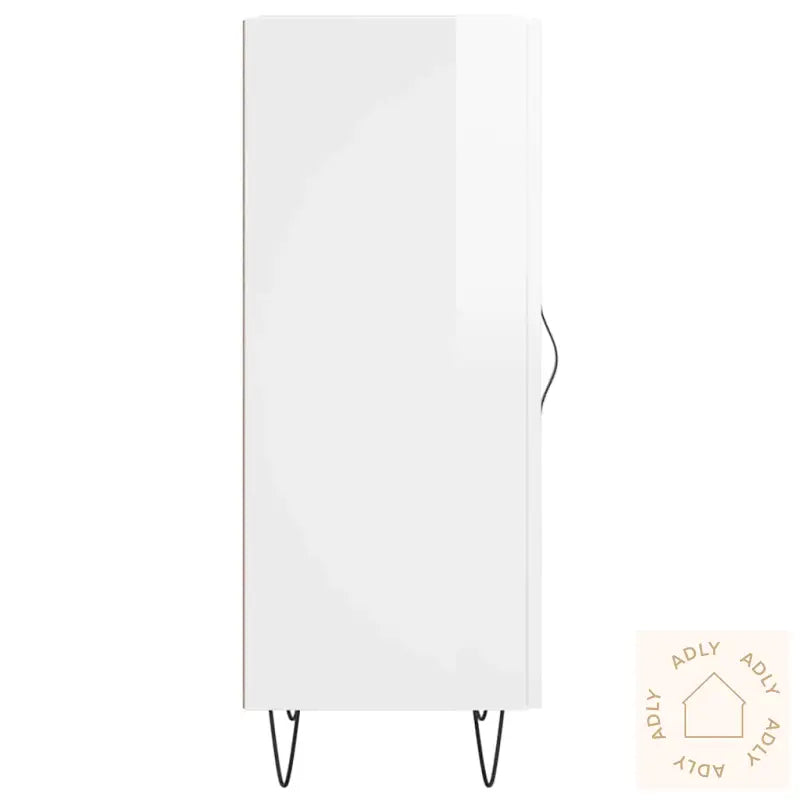 Skjenk Høyglans Hvit 34,5X34X90 Cm Konstruert Tre