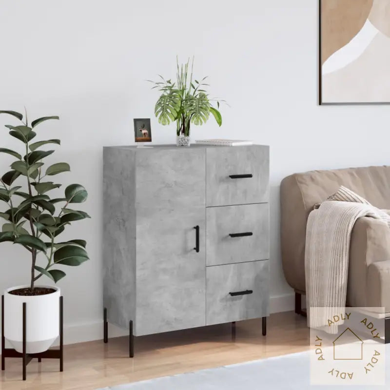 Skjenk Betonggrå 69,5X34X90 Cm Konstruert Tre