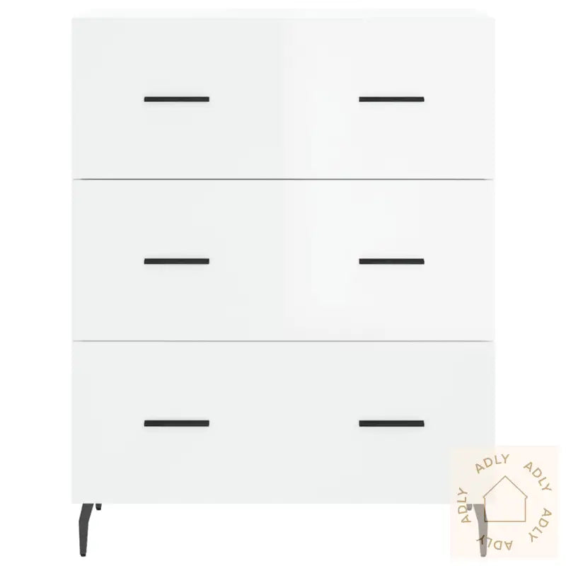 Skjenk Høyglans Hvit 69,5X34X90 Cm Konstruert Tre