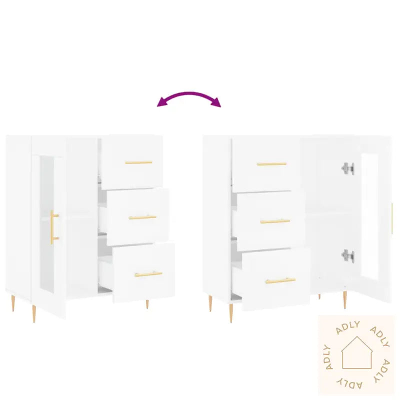 Skjenk Hvit 69,5X34X90 Cm Konstruert Tre