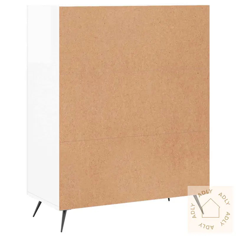 Skjenk Høyglans Hvit 69,5X34X90 Cm Konstruert Tre