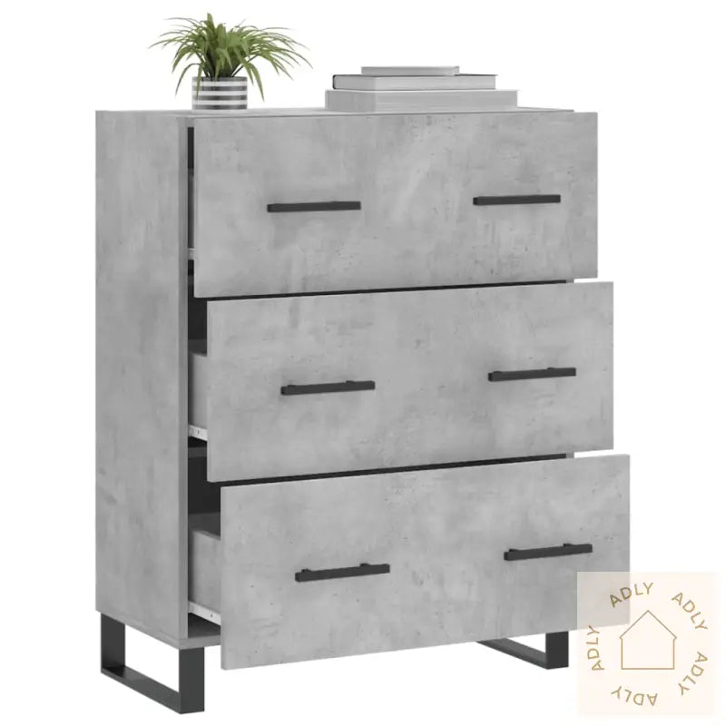 Skjenk Betonggrå 69,5X34X90 Cm Konstruert Tre