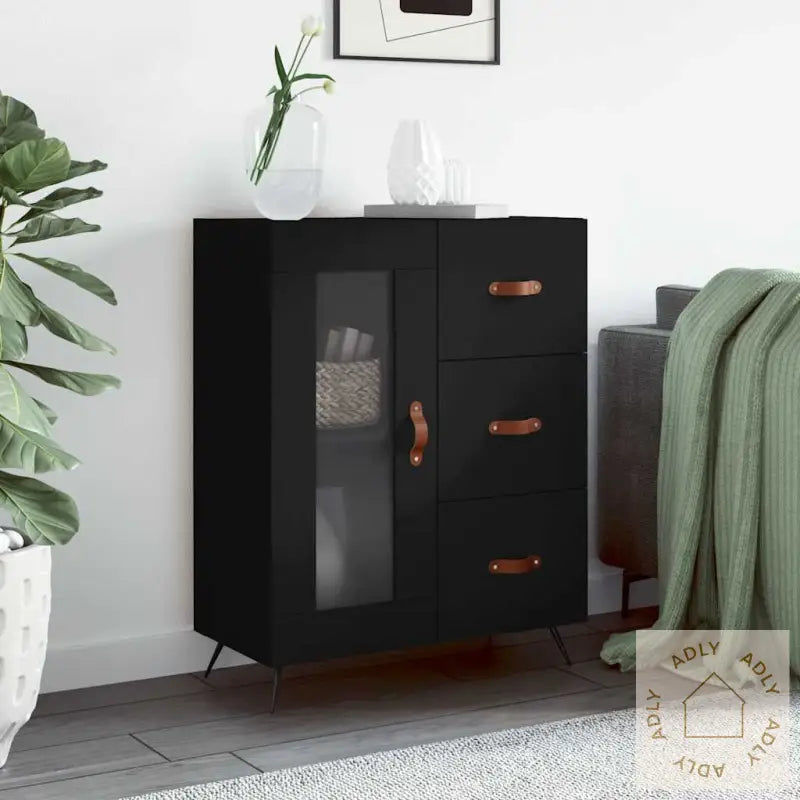 Skjenk Svart 69,5X34X90 Cm Konstruert Tre