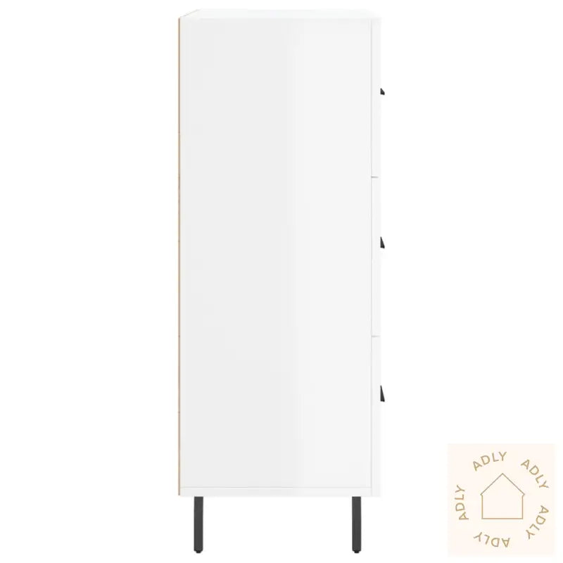 Skjenk Høyglans Hvit 69,5X34X90 Cm Konstruert Tre