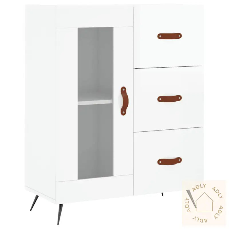 Skjenk Høyglans Hvit 69,5X34X90 Cm Konstruert Tre