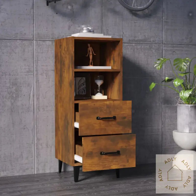 Skjenk Røkt Eik 34,5X34X90 Cm Konstruert Tre