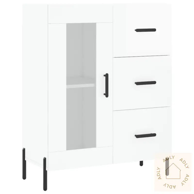 Skjenk Høyglans Hvit 69,5X34X90 Cm Konstruert Tre