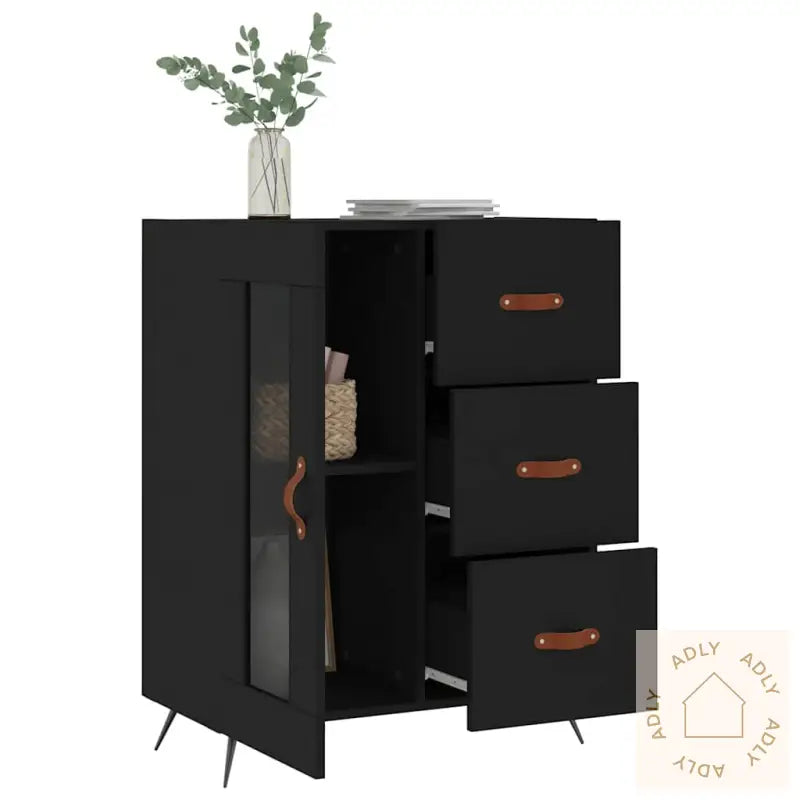 Skjenk Svart 69,5X34X90 Cm Konstruert Tre