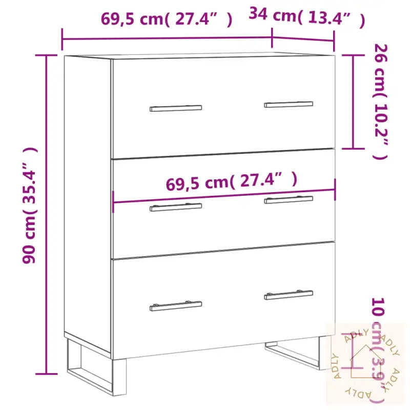 Skjenk Betonggrå 69,5X34X90 Cm Konstruert Tre