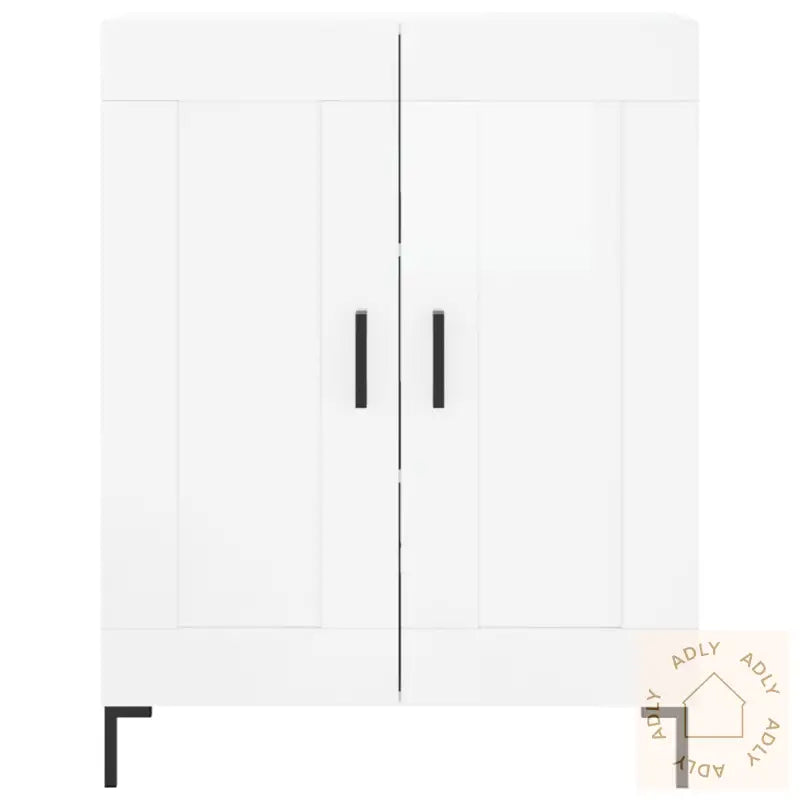 Skjenk Høyglans Hvit 69,5X34X90 Cm Konstruert Tre