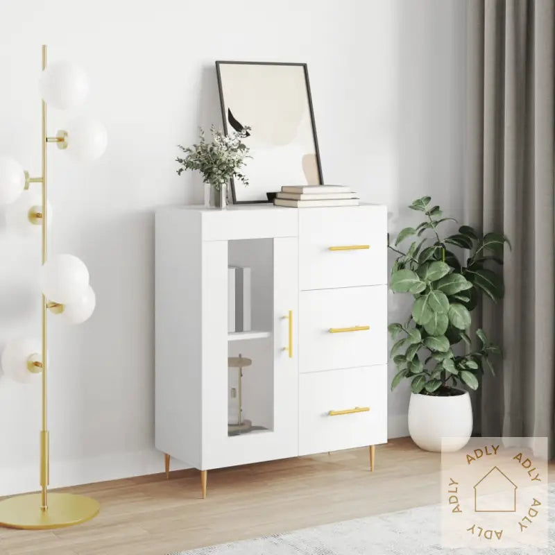 Skjenk Hvit 69,5X34X90 Cm Konstruert Tre