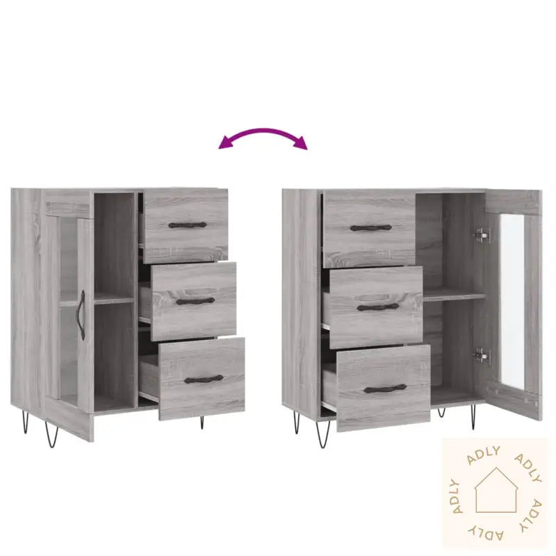 Skjenk Grå Sonoma 69,5X34X90 Cm Konstruert Tre