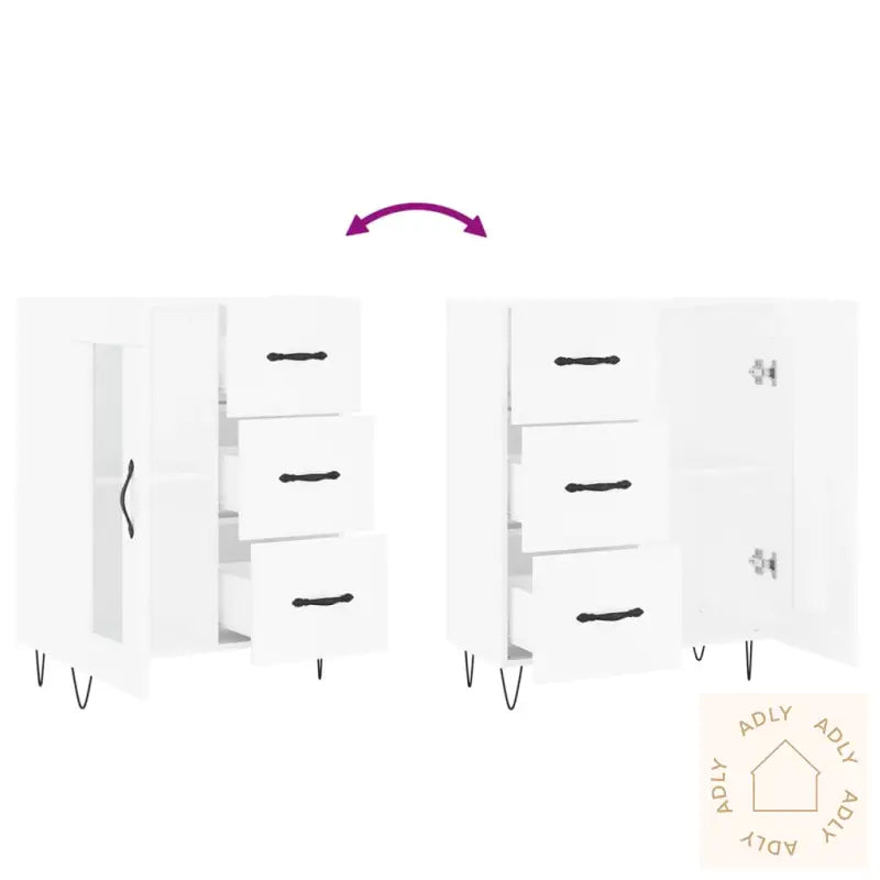 Skjenk Hvit 69,5X34X90 Cm Konstruert Tre