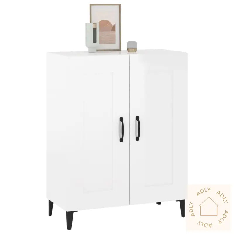 Skjenk Høyglans Hvit 69,5X34X90 Cm Konstruert Tre