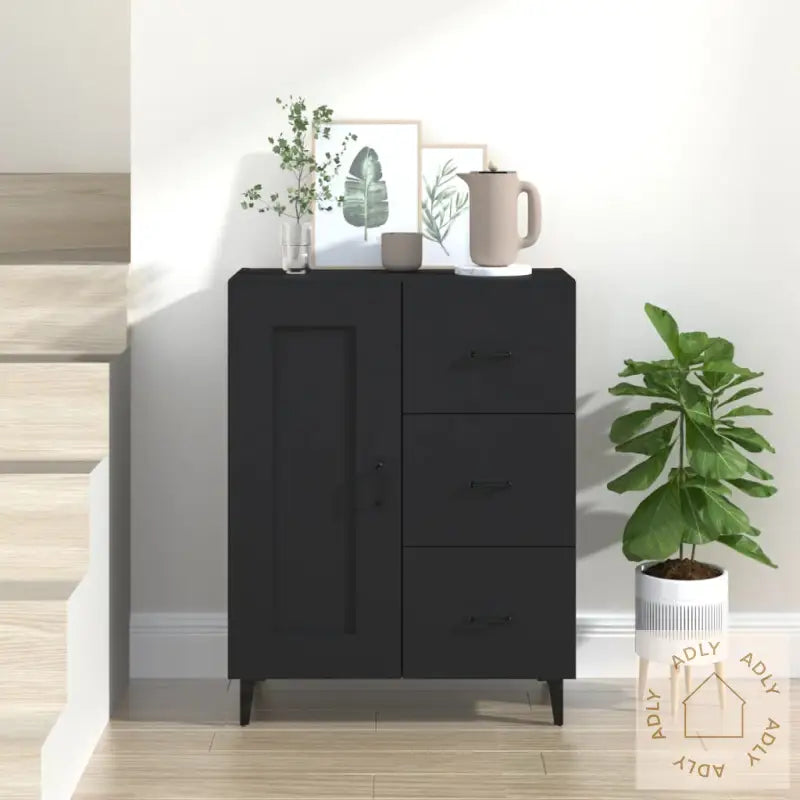 Skjenk Svart 69,5X34X90 Cm Konstruert Tre
